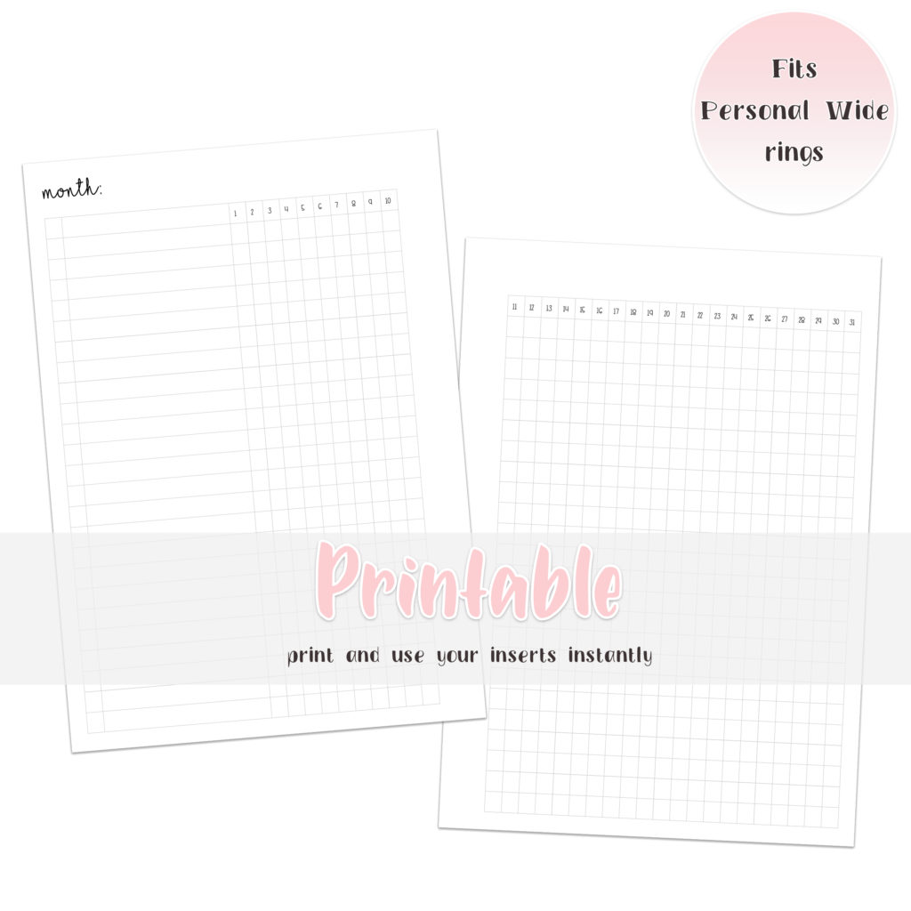 Habit tracker insert