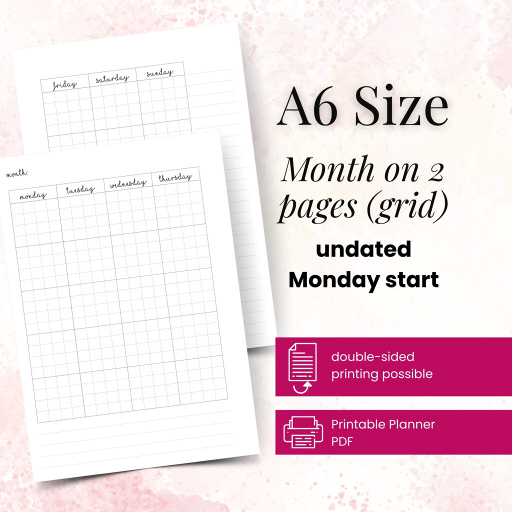 A6  MO2P grid undated Monday start